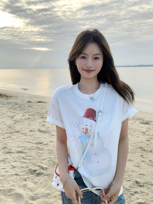 <曾小咸推荐>雪人印花短袖T 日常119.99/件 立减50 秒杀69.99/件！！ 商品图5