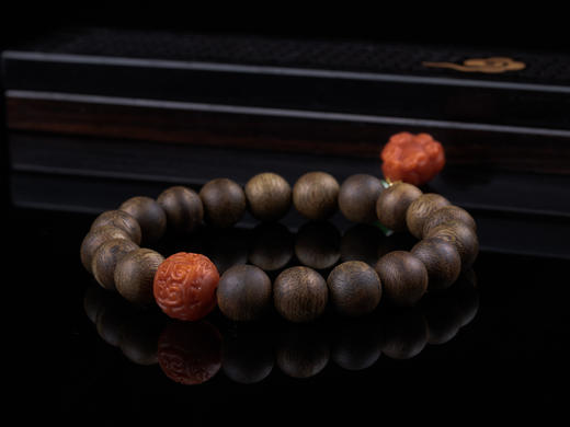 XY0281沉香+南红回纹珠貔貅手串 商品图7