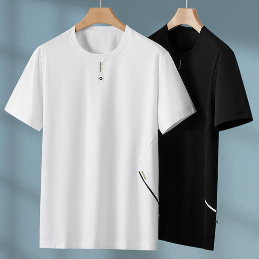 【棉质】【DPF】大依优型大码短袖T恤圆领加肥加大夏季新款上衣肥佬休闲拼接半袖男士胖子 商品图5