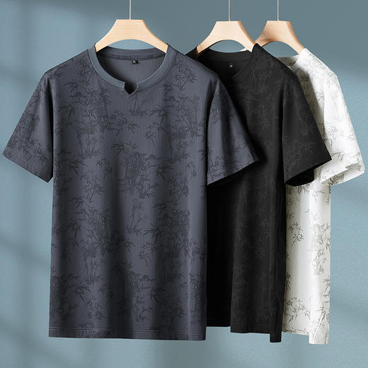 【冰丝】【DPF】大依优型大码短袖T恤圆领宽松国风印花半袖夏季男士加肥加大胖子上衣男士 商品图5