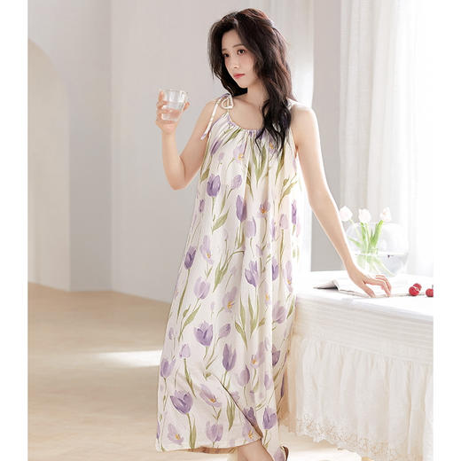 挖到宝🤩3️⃣6️⃣套免Bra印花睡衣🍃把『裸感舒适』穿成诗意，美到犯规【牧棉儿-新中式免Bra云朵棉家居服系列】 云端裸睡自由❗️最适合夏天穿的舒适居家服，带胸垫设计 商品图4