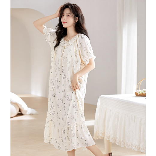 挖到宝🤩3️⃣6️⃣套免Bra印花睡衣🍃把『裸感舒适』穿成诗意，美到犯规【牧棉儿-新中式免Bra云朵棉家居服系列】 云端裸睡自由❗️最适合夏天穿的舒适居家服，带胸垫设计 商品图0