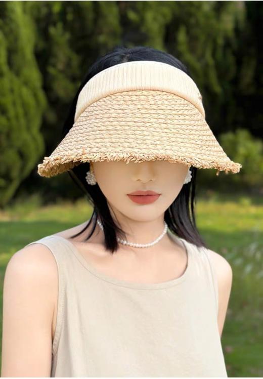 🌻【夏季草编毛边空顶发箍草帽 】❤️夏日度假，草帽防晒新潮流 🔺现在的阳光越来越强烈，外出旅行肯定少不了帽子，🌿论一顶百搭的帽子的重要性 夏日炎炎 商品图1