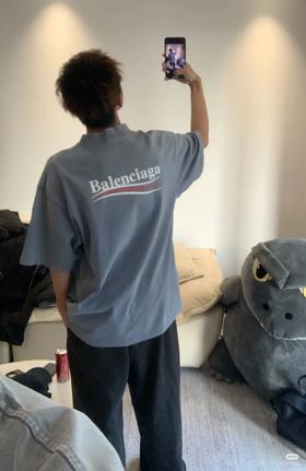 巴黎2025春夏新款可乐印花洗水做旧短袖T恤