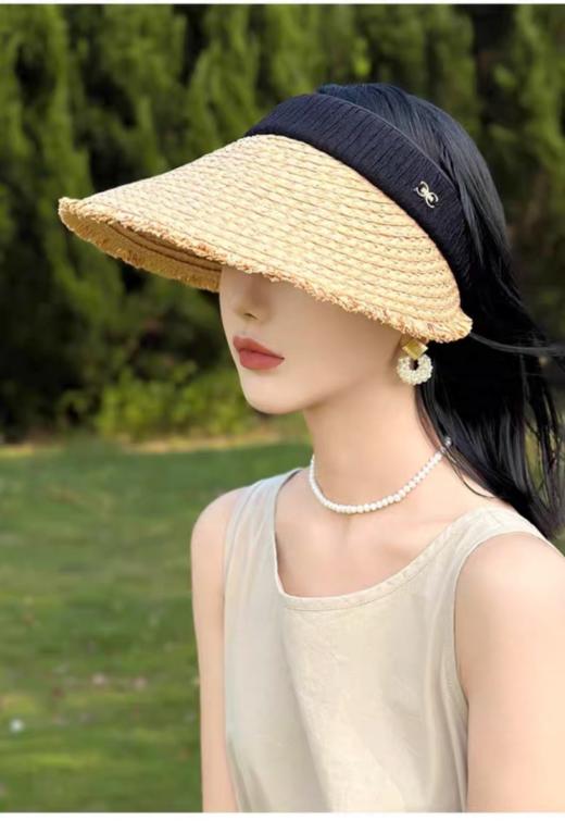 🌻【夏季草编毛边空顶发箍草帽 】❤️夏日度假，草帽防晒新潮流 🔺现在的阳光越来越强烈，外出旅行肯定少不了帽子，🌿论一顶百搭的帽子的重要性 夏日炎炎 商品图4