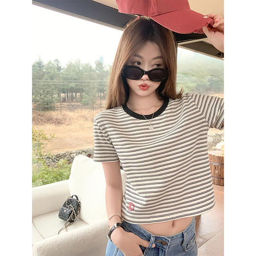 【110元任选2件】最后一波现货！黑白条纹短款短袖T 商品图2