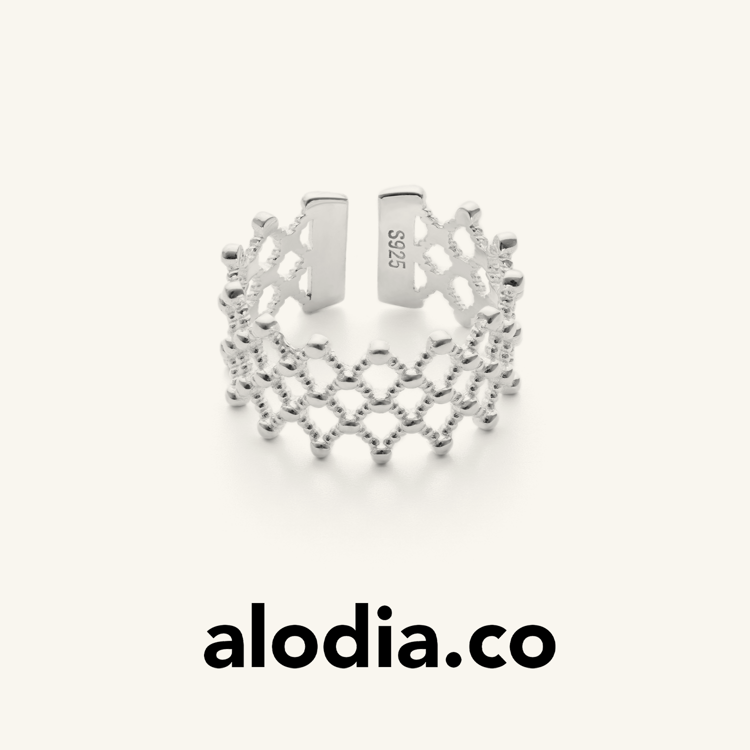 【明星同款】alodia.co 品牌直发 纱织蕾丝戒指 925银网纱编织工艺开口可调节