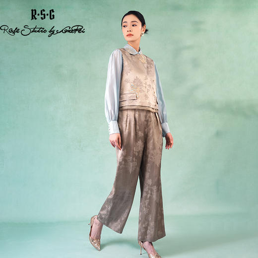 郭培成衣品牌精品系列中式老钱风梦醒鎏金蝴蝶刺绣马甲套装 商品图4