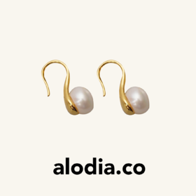 【E24027-g】alodia.co 八分音符耳钉 天然珍珠小众设计感简约百搭长期主义RJ136