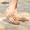预售10天|Safiya/索菲娅2025时尚绣花皮带扣露趾外穿休闲平底勃肯凉拖 SFD2110357 商品缩略图4