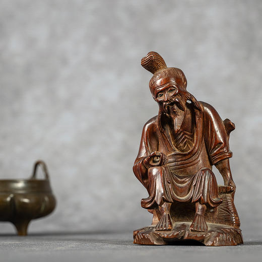 清	黄杨木雕渔翁人物摆件 商品图0