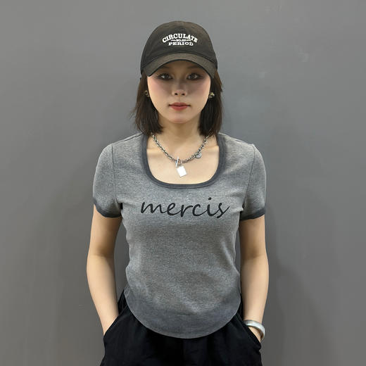 MCU领撞色描边小字母短袖T恤50321（灰）夏季252150200321 商品图3