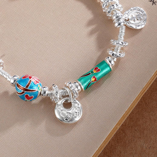 子佩集S925银【花信年华】手链【SL01018】纯银钱串腰缠万贯珐琅彩盘缠盘缠2504 商品图5