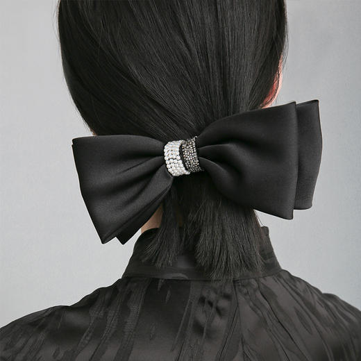 RSG郭培成衣品牌法式缎面黑色大号蝴蝶结发夹顶夹 商品图2