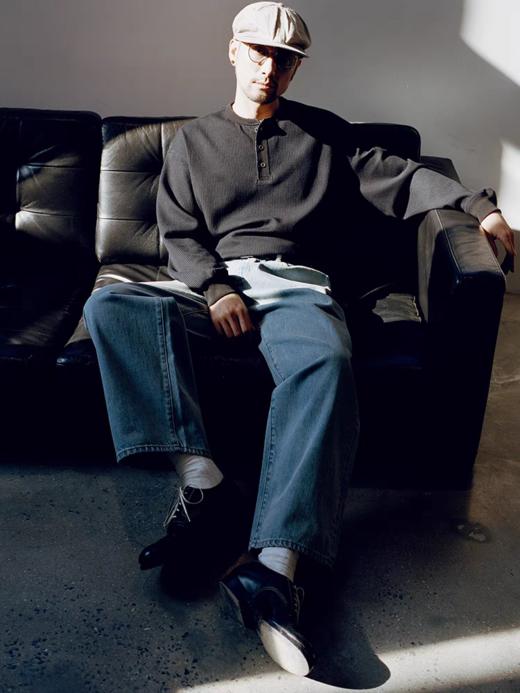 SUPERTOFU(SPTF) /RC-SS25-T001/做旧果实纽扣 亨利领 华夫格 长袖T恤 商品图2