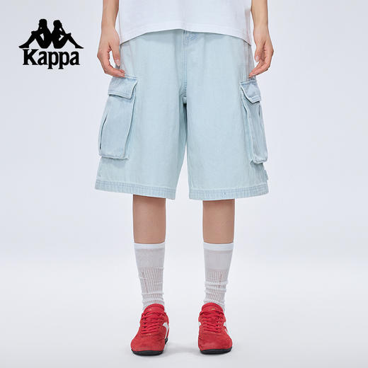 Kappa卡帕背靠背牛仔短裤男夏季新款运动纯棉五分裤工装裤女款KPCJBDN10 商品图3