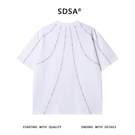 T3236夏季高级感新款韩系满天星彩色缝线圆领短袖T恤休闲情侣宽松上衣 商品图5