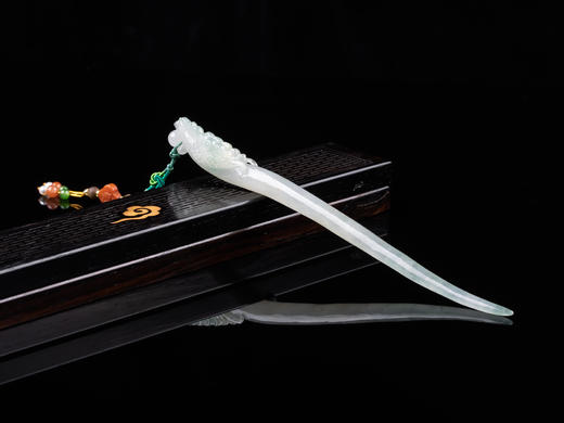 新中式国风冰种翡翠凤头发簪一对 商品图2