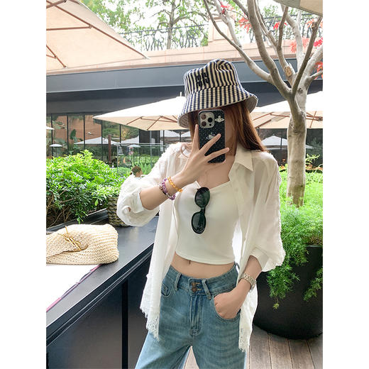 【折后再享2件88折】微信粉丝打折价！重工蕾丝拼接镂空防晒衬衫 日常189.99/件 立减50 秒杀139.99/件！！ 商品图1