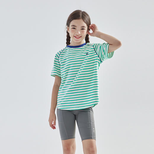cicochild2025夏新款亲子中大女童亲肤精梳棉条纹短袖T恤 商品图3