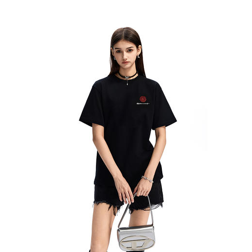 【陈立农同款】IDEVERRAY2025夏季新款花卉字母印花休闲情侣装圆领短袖男宽松t恤21MSL-ID25SSFAT016 商品图1