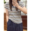 2025新品  佳佳同款【黄桃罐头】撞色条纹短袖上衣时尚百搭宽松圆领遮肉舒适 商品缩略图2