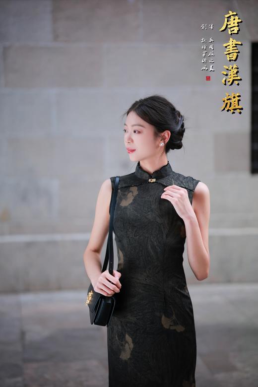 【银 杏】夏季黑色无袖简约立领梅花旗袍复古优雅改良国风新中式 商品图2