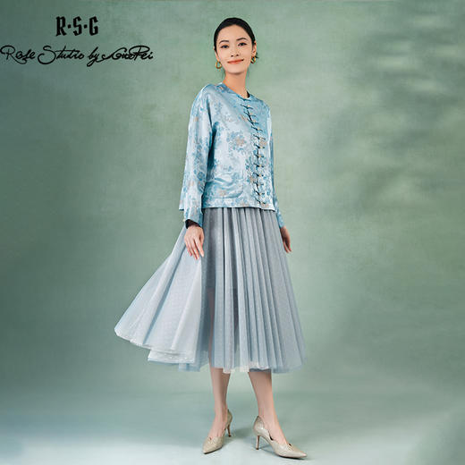 郭培成衣品牌精品系列新中式圆领提花一字扣薄外套 商品图4