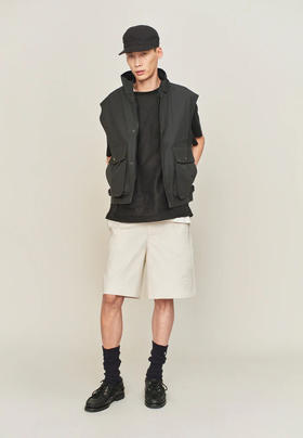 MHL  男士深藻绿苏格兰棉双口袋防雨机能马甲