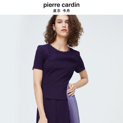 [皮尔卡丹女装]连衣裙蕾丝淑女网纱短袖通勤百搭A字裙 商品图4