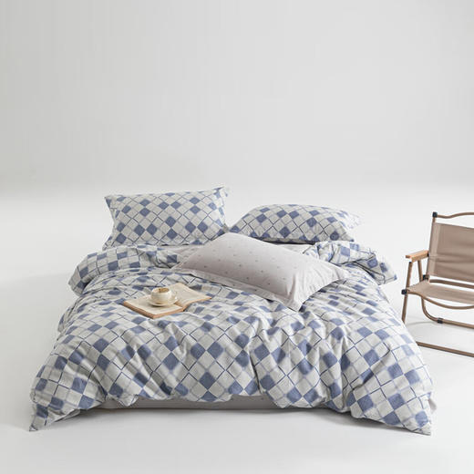 【分仓直发包邮】无印良品60支新疆长绒棉四件套（经典格/牛仔格）MJ-T2024-0291 商品图1