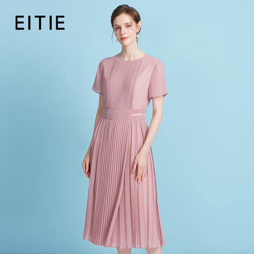 【薄纱压褶气质连衣裙】EITIE爱特爱凉感舒适2025夏季新款B2507684 商品图1