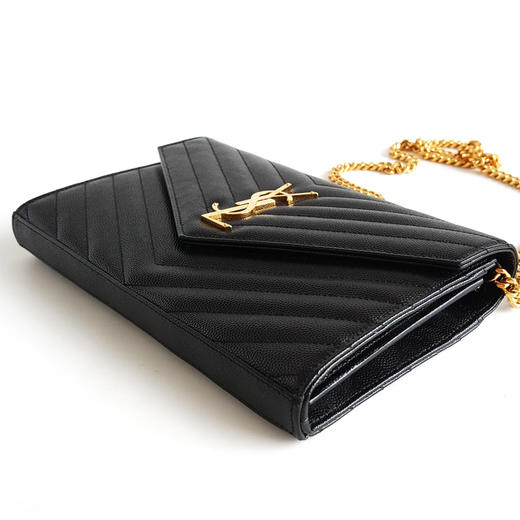 【95新】YSL圣罗兰ENVELOPE中号22cm黑金鱼子酱woc信封包链条包女士现售价：5780！170425AI04 商品图5