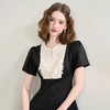 西遇黑色花领无袖连衣裙女新款a字法式收腰短袖裙子SS150080 商品缩略图3