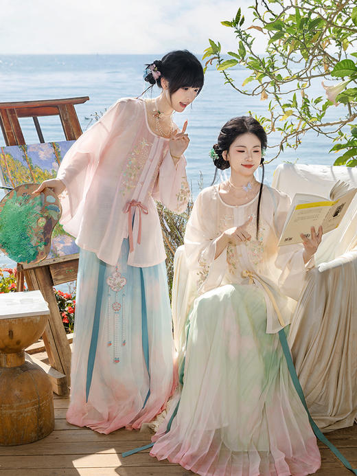 【重回汉唐清瑶】原创圆领对襟衫一片式褶裙套装明制改良汉服女装 商品图2