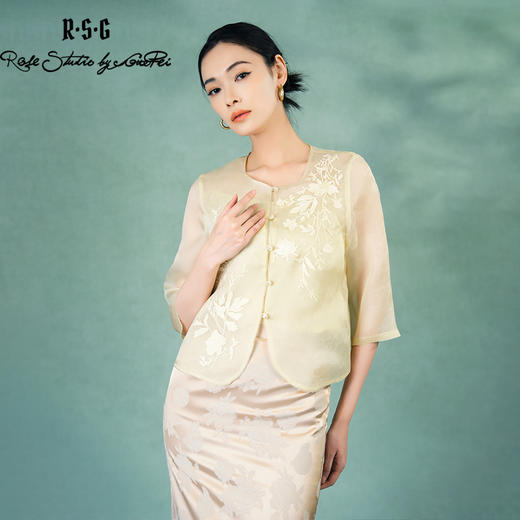 郭培成衣品牌精品系列《悦己花桑蚕丝系列》春日初绽七分袖薄上衣 商品图3