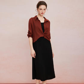 QF853斯尔丽2025新款设计感衬衣宽松休闲搭配无袖连衣裙套装连衣裙