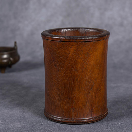 清	红木皮条线束腰笔筒 商品图0