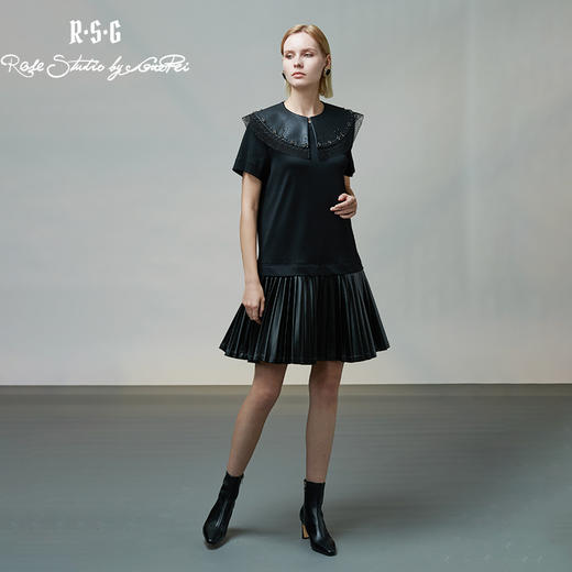 RSG郭培成衣品牌原创高级设计感小众拼接百褶T恤连衣裙 商品图2