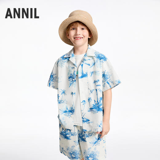 【实体店同款】男童翻领短袖上衣夏季新款安奈儿童装AB521649 商品图0