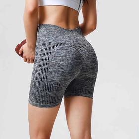 【限时秒】YOGACODE【火树银花系列】瑜伽短裤蜜桃臀抽皱提臀高腰健身裤DWS115100