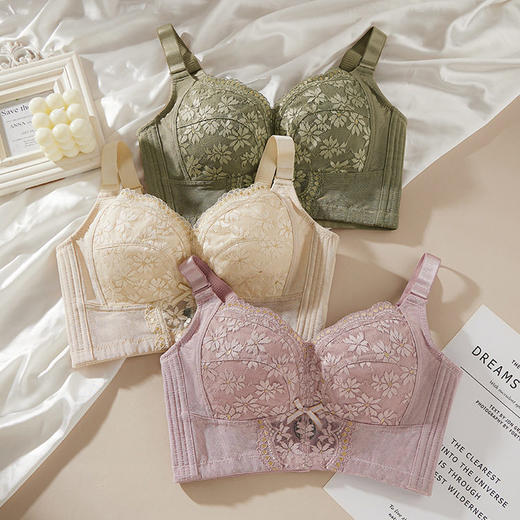 QC-W6205*  内衣女超薄款夏季无钢圈收副乳防下垂调整型全罩杯大胸显小文胸（单件） 商品图1