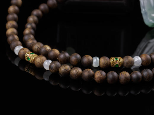 XY0289沉香+冰种翡翠竹节挂件 商品图6