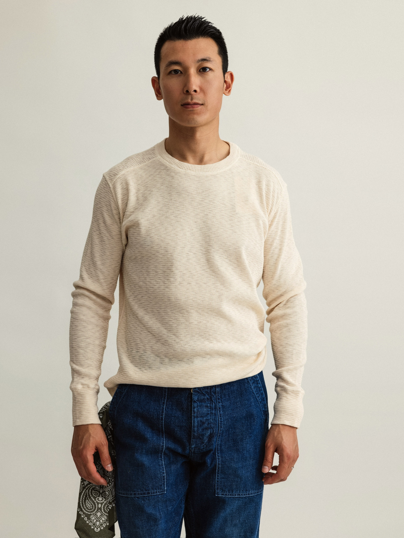 Fortela 米色华夫格长袖T恤