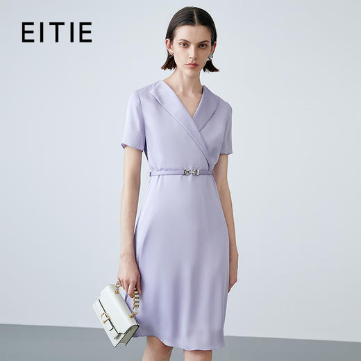 EITIE爱特爱夏季新款气质翻领通勤显瘦百搭连衣裙7807524 商品图0