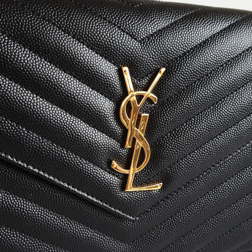 【95新】YSL圣罗兰ENVELOPE中号22cm黑金鱼子酱woc信封包链条包女士现售价：5780！170425AI04 商品图7