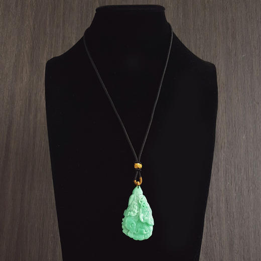 【天然正品】天然细腻糯种雕祥云绿底翡翠吊坠项链中性现售价：980特价!080425AH11 商品图10