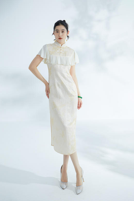 荷言GL 清秋 雪纺荷叶边改良旗袍少女感轻礼服凉感夏季 商品图2