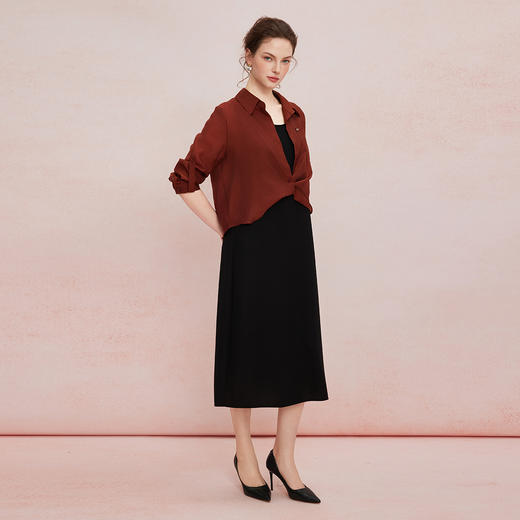 QF853斯尔丽2025新款设计感衬衣宽松休闲搭配无袖连衣裙套装连衣裙 商品图3