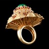 独角鹿西洋古董 1970年代美国出品花朵造型黄金镶嵌钻石红宝石及蛋面祖母绿戒指 商品缩略图3
